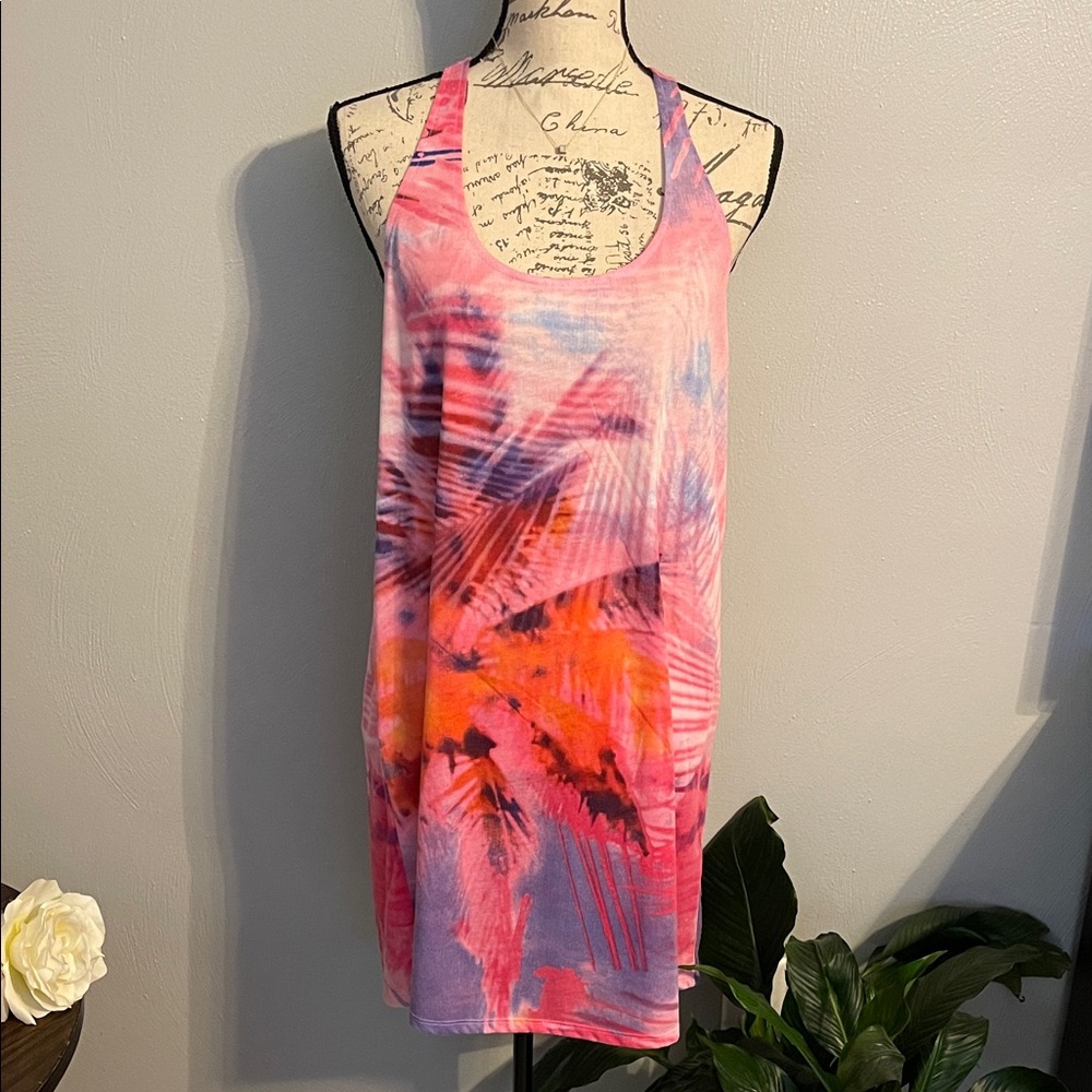 Southern Breeze Tropical Pink and Orange Swim Cover-Up XL